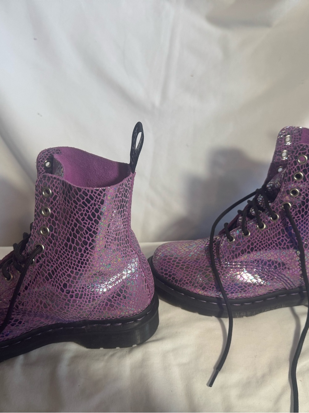 Dr Martens 1460 Pascal Boots Size 8 Doc Purple Snake Metallic Suede Gothic - Picture 3 of 8